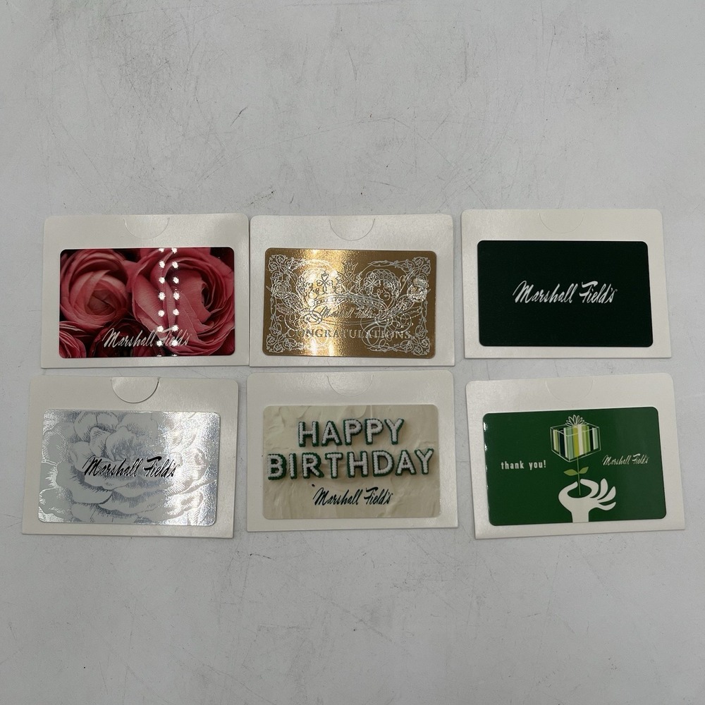 NEW!! Lot‎ of 6 Marshall Fields Collectible Vintage Gift Cards - Zero Value